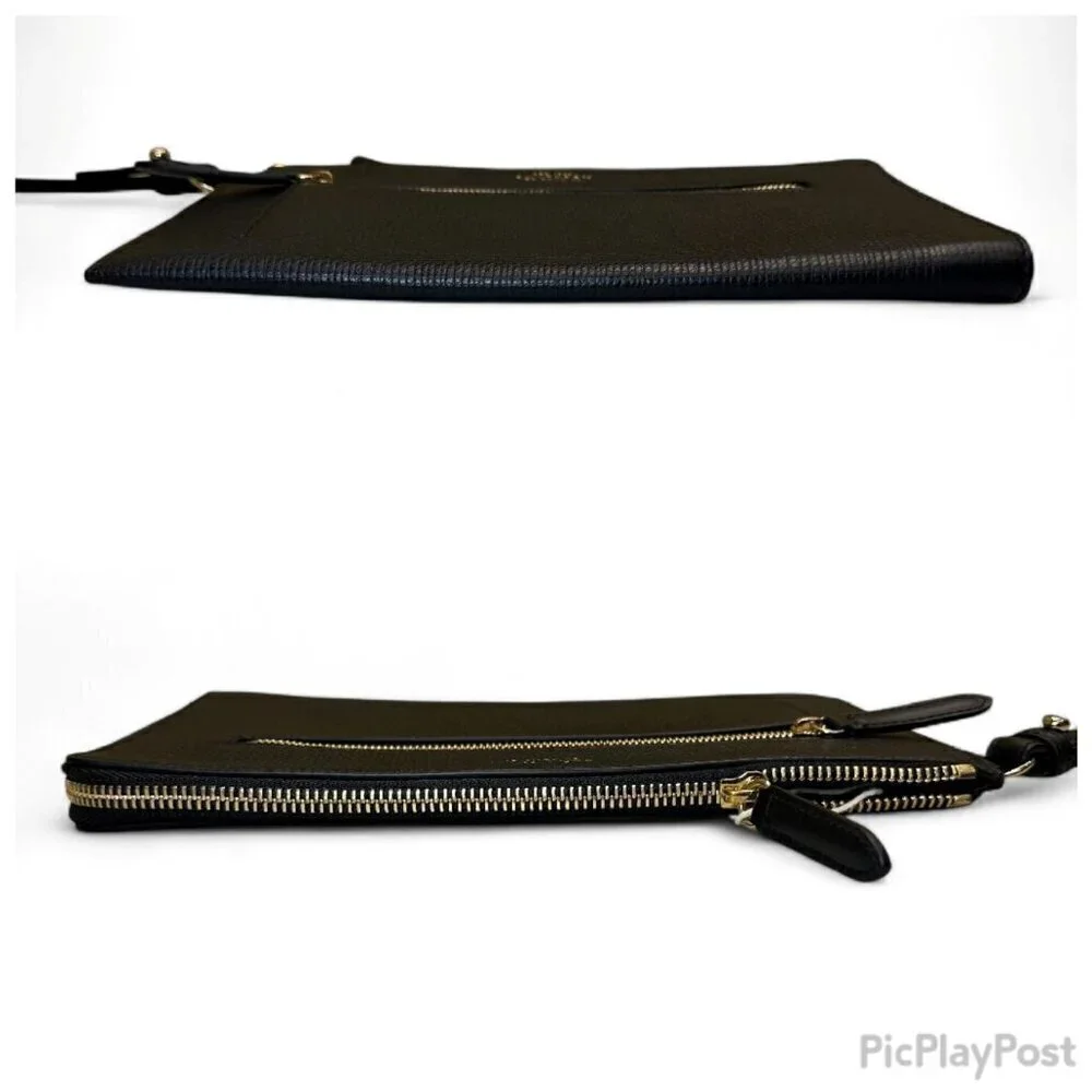 Smythson Men's Black Leather Panama Pochette Pouch, Wristlet - NWOT